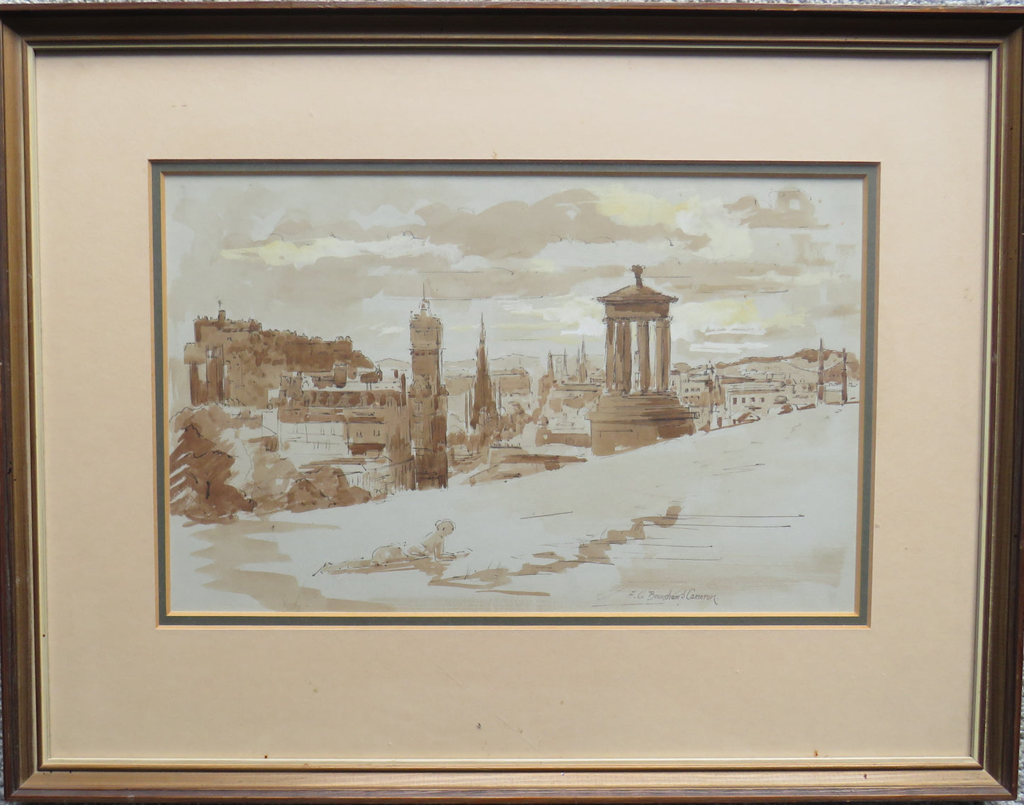 Vintage Watercolour Painting of Edinburgh From Carlton Hill By A.G. Beauchamp Cameron