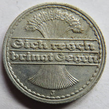 Load image into Gallery viewer, 1921-J Germany - Weimar Republic 50 Pfennig Coin
