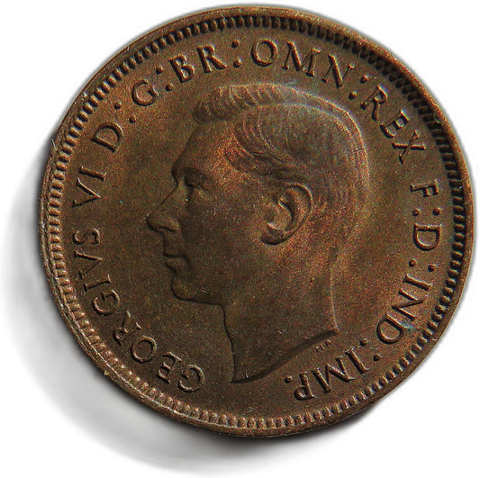 1943 King George VI Farthing Coin In High Grade - Great Britain image 1