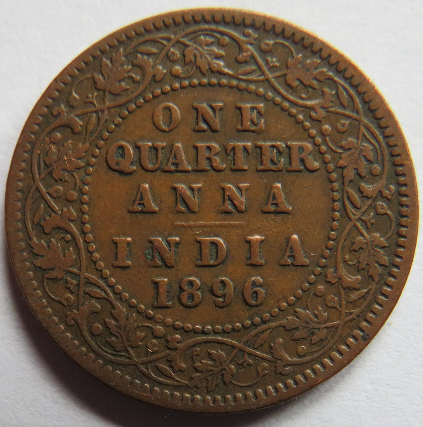 1896 Queen Victoria India 1/4 Anna Coin