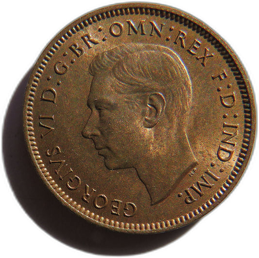 1939 King George VI Farthing Coin In High Grade - Great Britain image 1