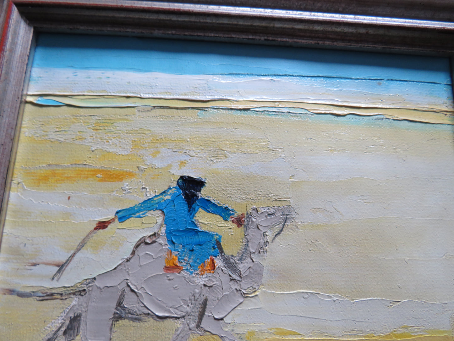 Framed Oil Painting of "Racing Camel" By Deborah Dewar 1987