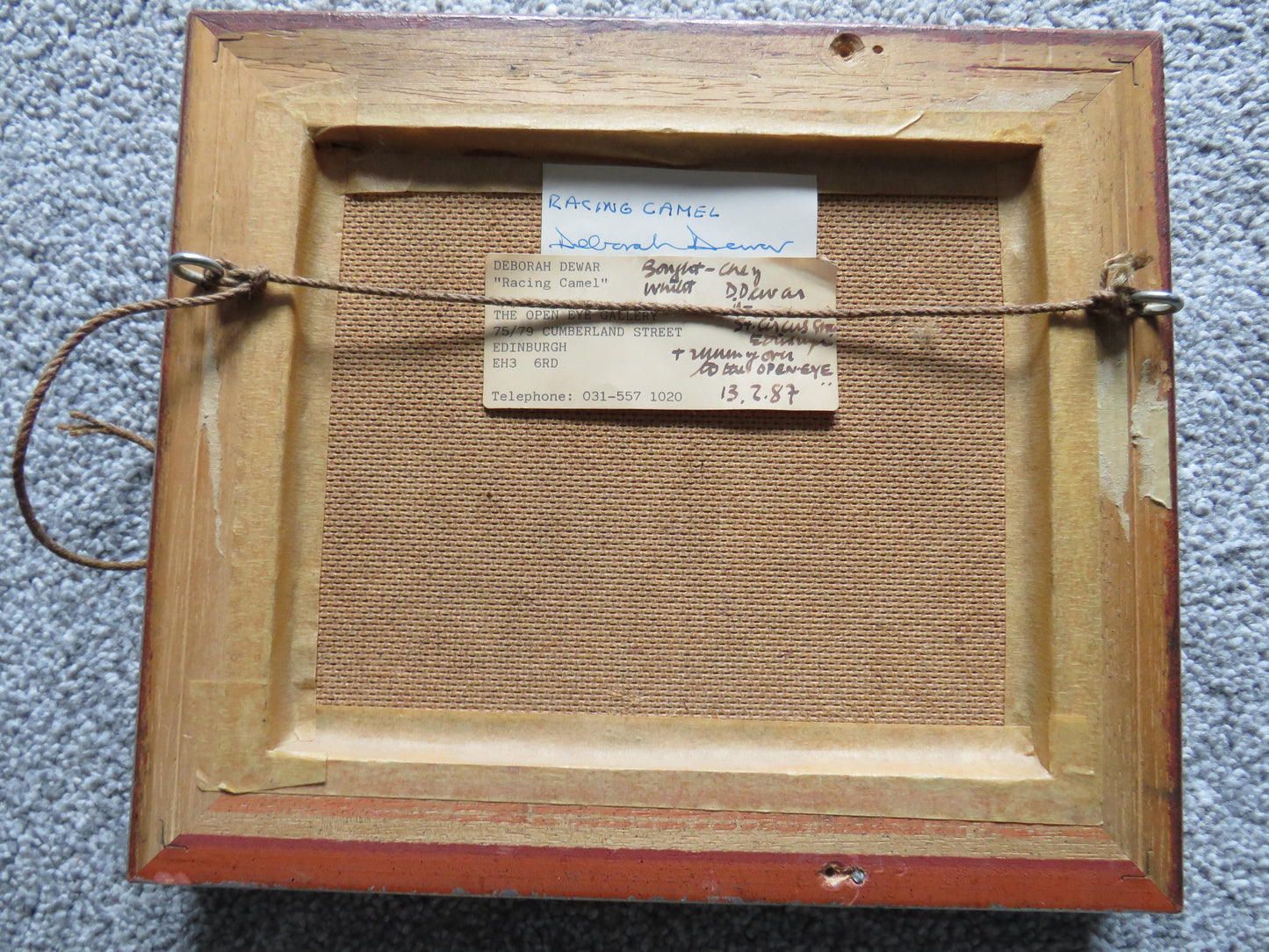 Framed Oil Painting of "Racing Camel" By Deborah Dewar 1987