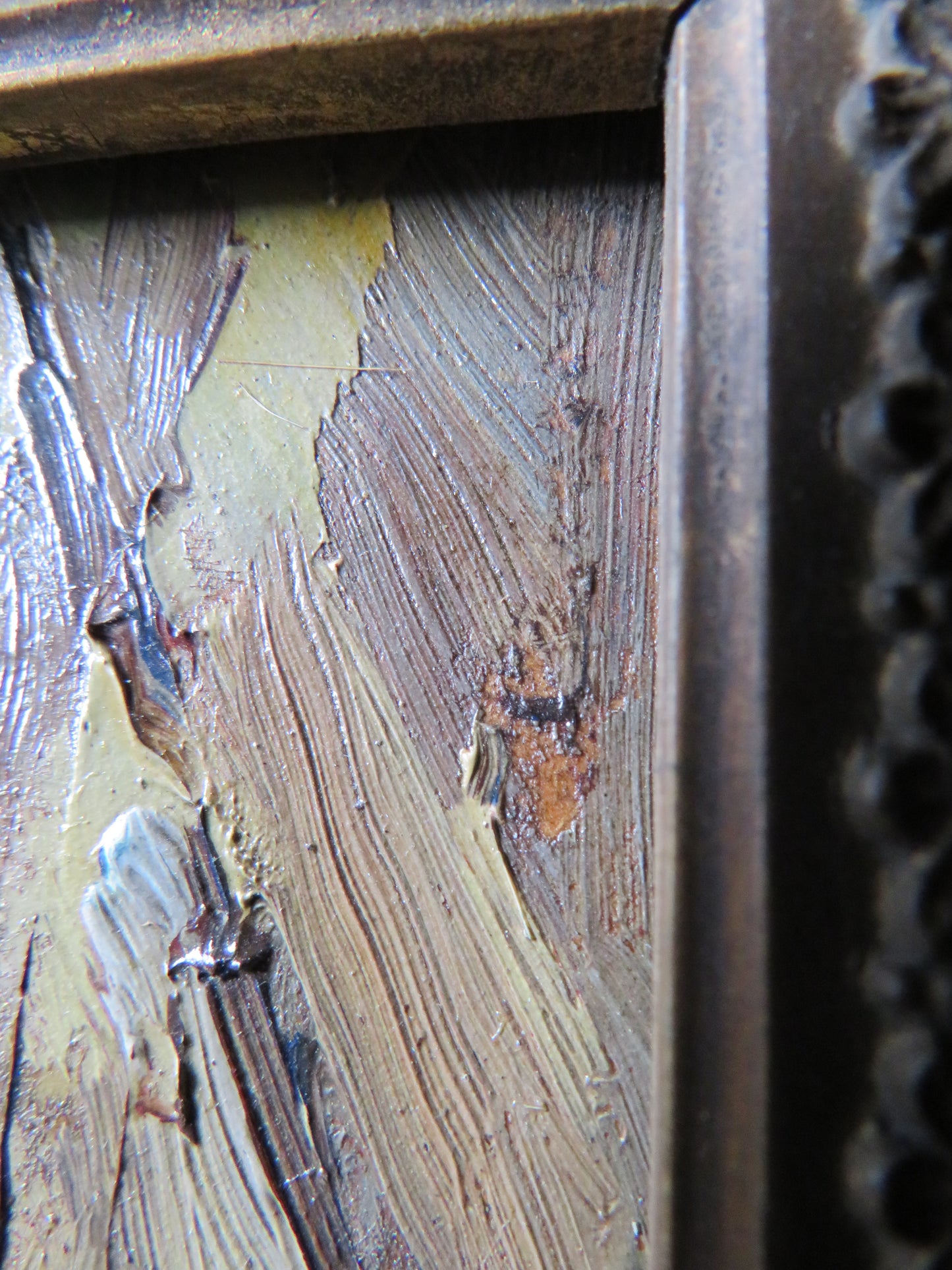 Antique Small Framed Oil Painting of Notra Dame Cathedral Paris