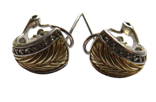 Stylish Pair of Sterling Silver & Gold Ladies Earrings