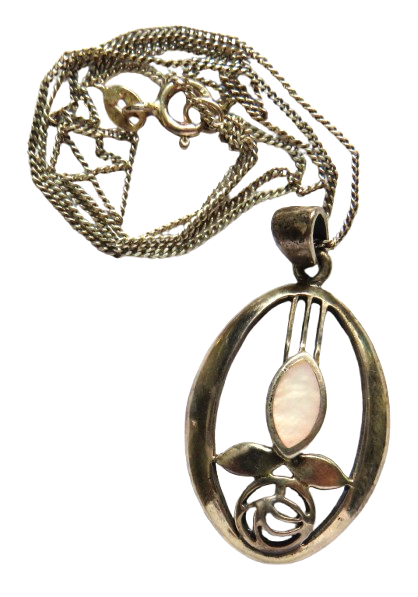 Ladies Sterling Silver Necklace & Pendant By Kit Heath In Style of Charles Rennie Mackintosh
