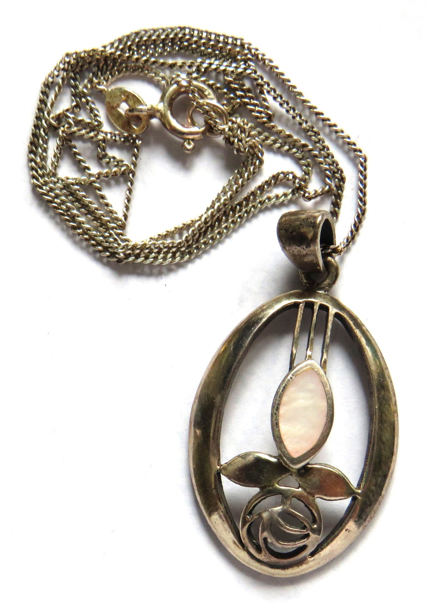 Ladies Sterling Silver Necklace & Pendant By Kit Heath In Style of Charles Rennie Mackintosh