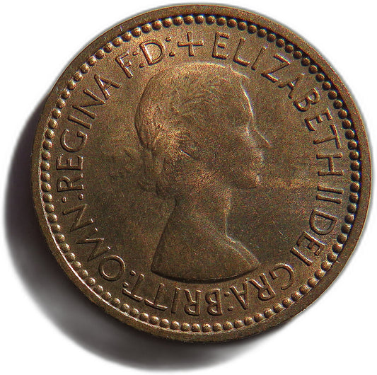 1953 Queen Elizabeth II Farthing Coin In High Grade - Great Britain image 1