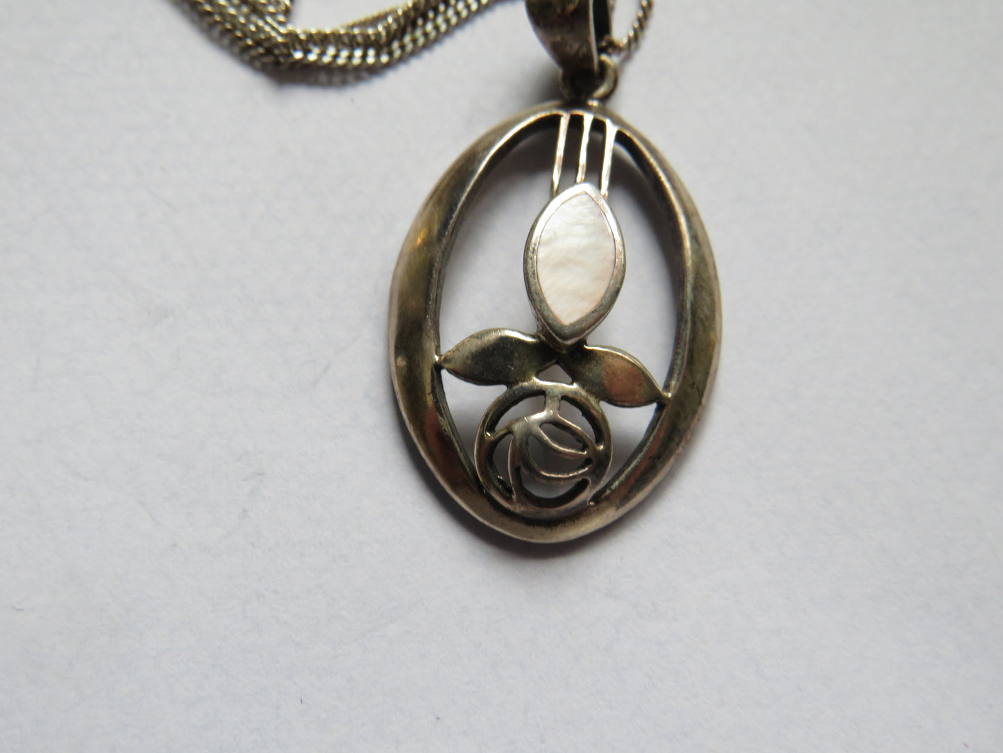 Ladies Sterling Silver Necklace & Pendant By Kit Heath In Style of Charles Rennie Mackintosh