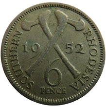 Load image into Gallery viewer, 1952 King George VI Southern Rhodesia Sixpence Coin
