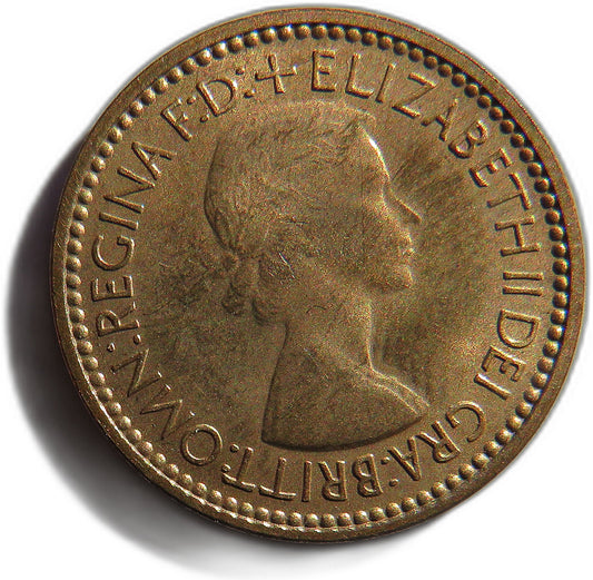 1953 Queen Elizabeth II Farthing Coin In High Grade - Great Britain image 1