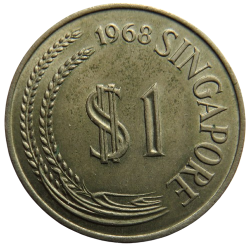 1968 Singapore $1 One Dollar Coin