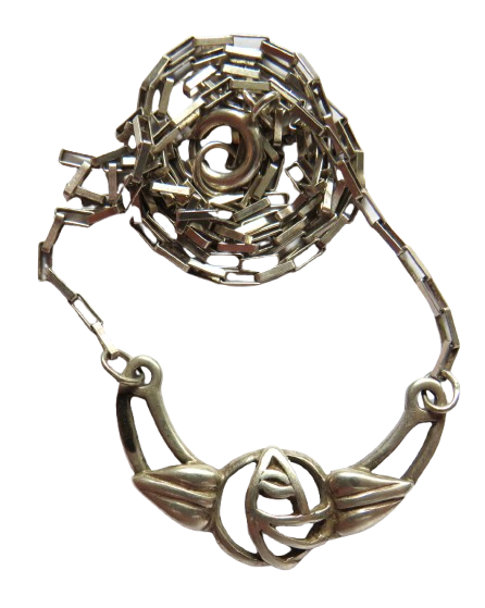 Sterling Silver Ladies Necklace By Carrick Jewellery In Style of Charles Rennie Mackintosh
