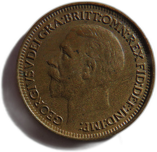1928 King George V Farthing Coin In Higher Grade - Great Britain image 1