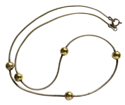 Stylish Ladies Sterling Silver & Gold Bead Necklace