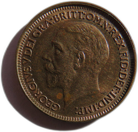 1928 King George V Farthing Coin In High Grade - Great Britain image 1