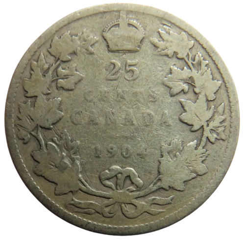 1904 King Edward VII Canada Silver 25 Cents Coin