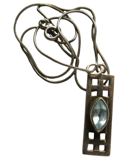 Ladies Sterling Silver Necklace & Pendant In Style of Mackintosh