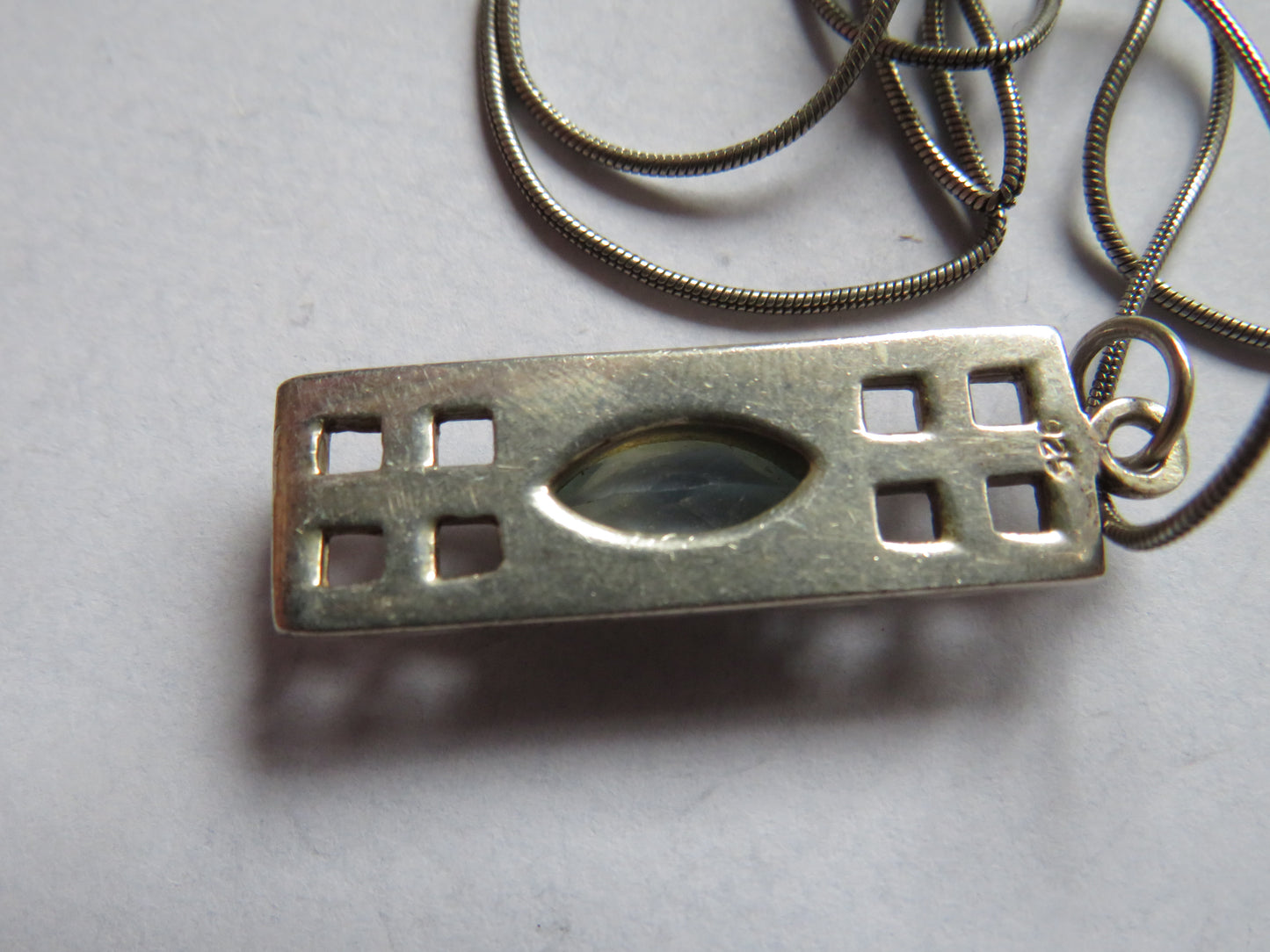 Ladies Sterling Silver Necklace & Pendant In Style of Mackintosh