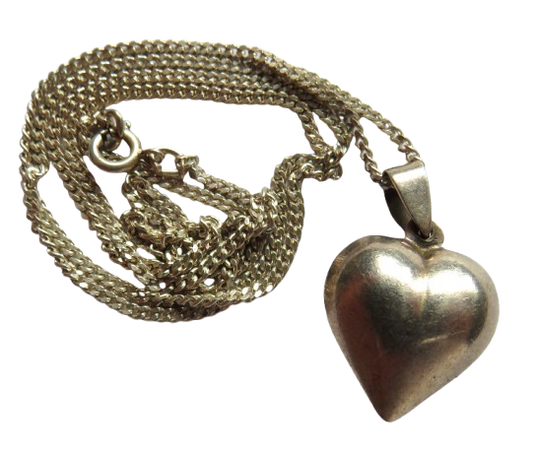 Ladies Sterling Silver Necklace &amp; Heart Pendant