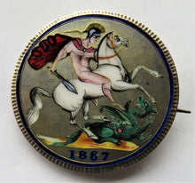 Load image into Gallery viewer, 1887 Queen Victoria Enamelled Silver Crown Coin Brooch
