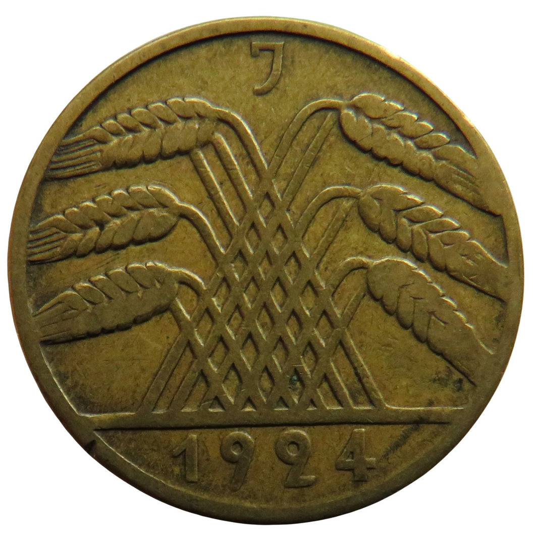 1924-J Germany - Weimar Republic 10 Reichspfennig Coin