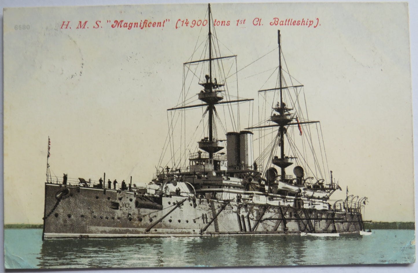 Vintage Warship Postcard of H.M.S. "Magnificent" 1905