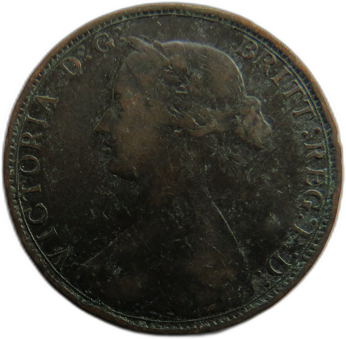 1862 Queen Victoria Bun Head Halfpenny Coin - Great Britain