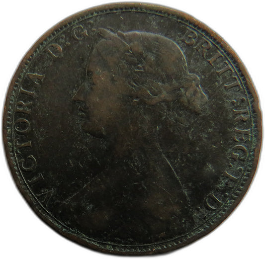 1862 Queen Victoria Bun Head Halfpenny Coin - Great Britain image 1