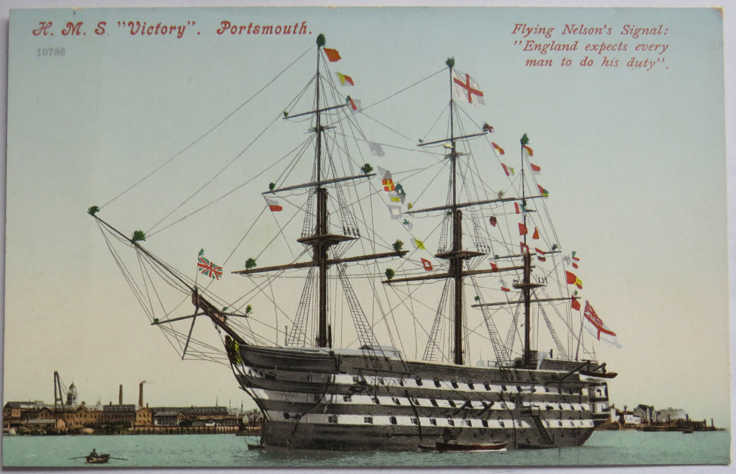 Vintage Warship Postcard of H.M.S. Victory Portsmouth