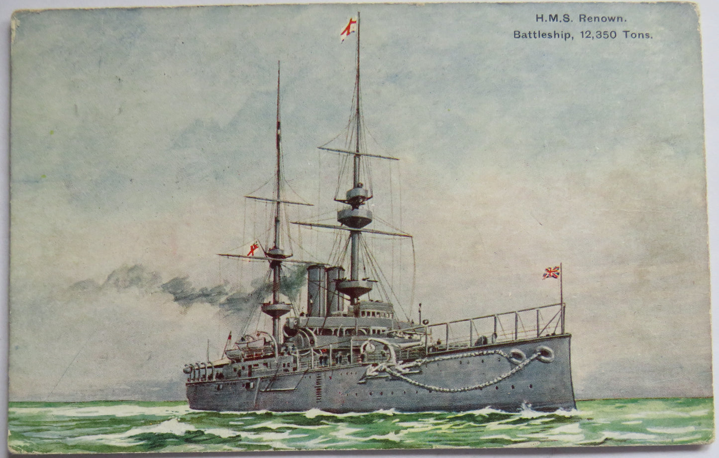 Vintage Warship Postcard of H.M.S. Renown Battleship 1909