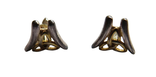 Stylish Pair of Ladies Sterling Silver & Gold Celtic Earrings
