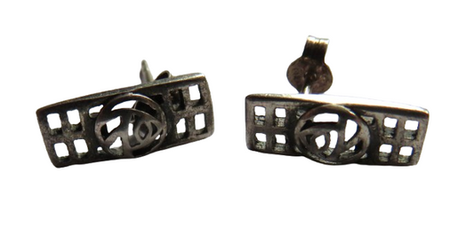 Vintage Pair of Ladies Sterling Silver Earrings In Charles Rennie Mackintosh Style