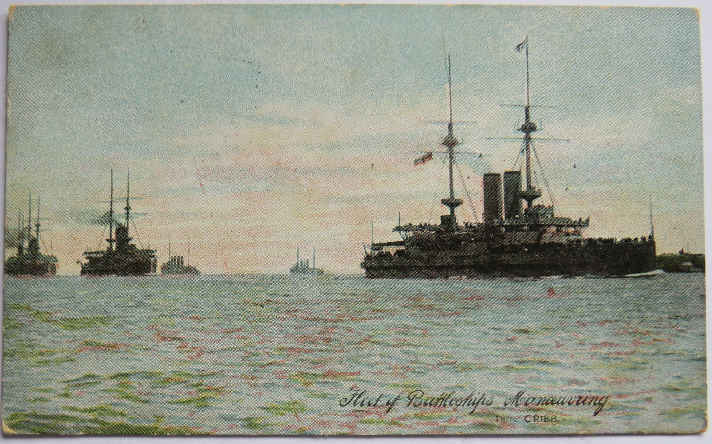 Vintage Warship Postcard of Fleet of Battleships Manoeuvring 1907