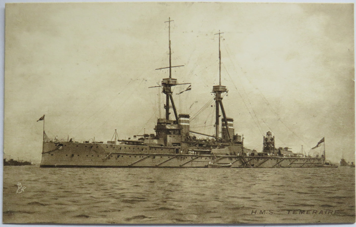 Vintage Warship Postcard of H.M.S. Temeraire