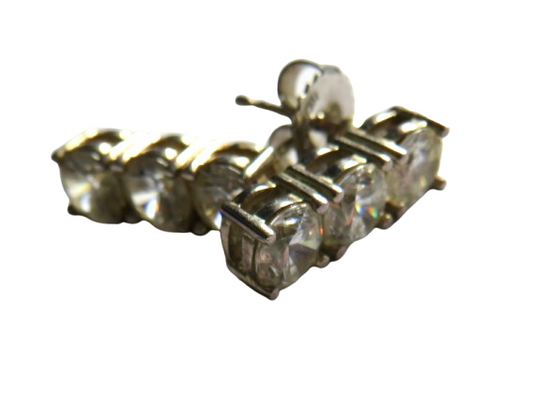 Stylish Pair of Ladies Sterling Silver CZ Earrings