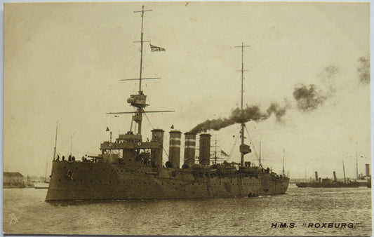Vintage Warship Postcard of H.M.S. "Roxburg"