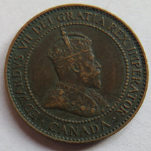 Load image into Gallery viewer, 1907-H King Edward VII Canada One Cent Coin Scarce
