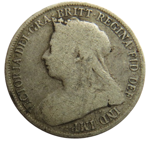 1896 Queen Victoria Silver Shilling Coin - Great Britain