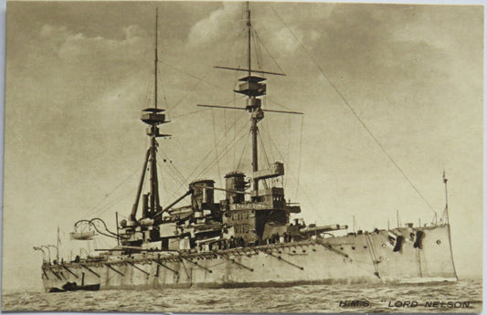 Vintage Warship Postcard of H.M.S. "Lord Nelson"