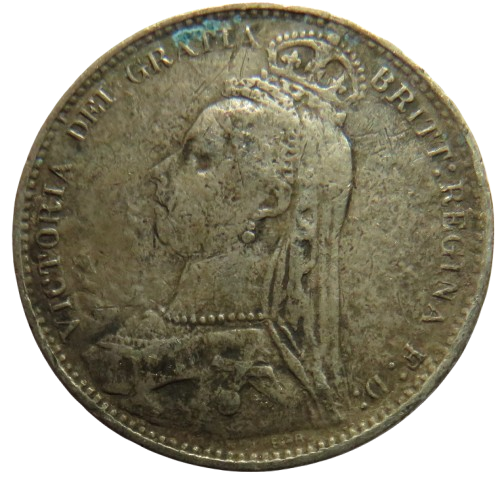 1889 Queen Victoria Jubilee Head Silver Sixpence Coin - Great Britain