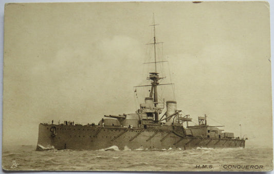 Vintage Warship Postcard of H.M.S. "Conqueror"