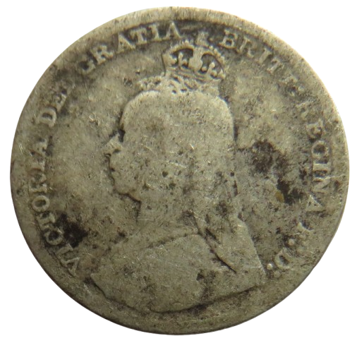 1892 Queen Victoria Jubilee Head Silver Threepence Coin - Great Britain