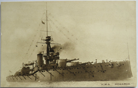 Vintage Warship Postcard of H.M.S. "Monarch"