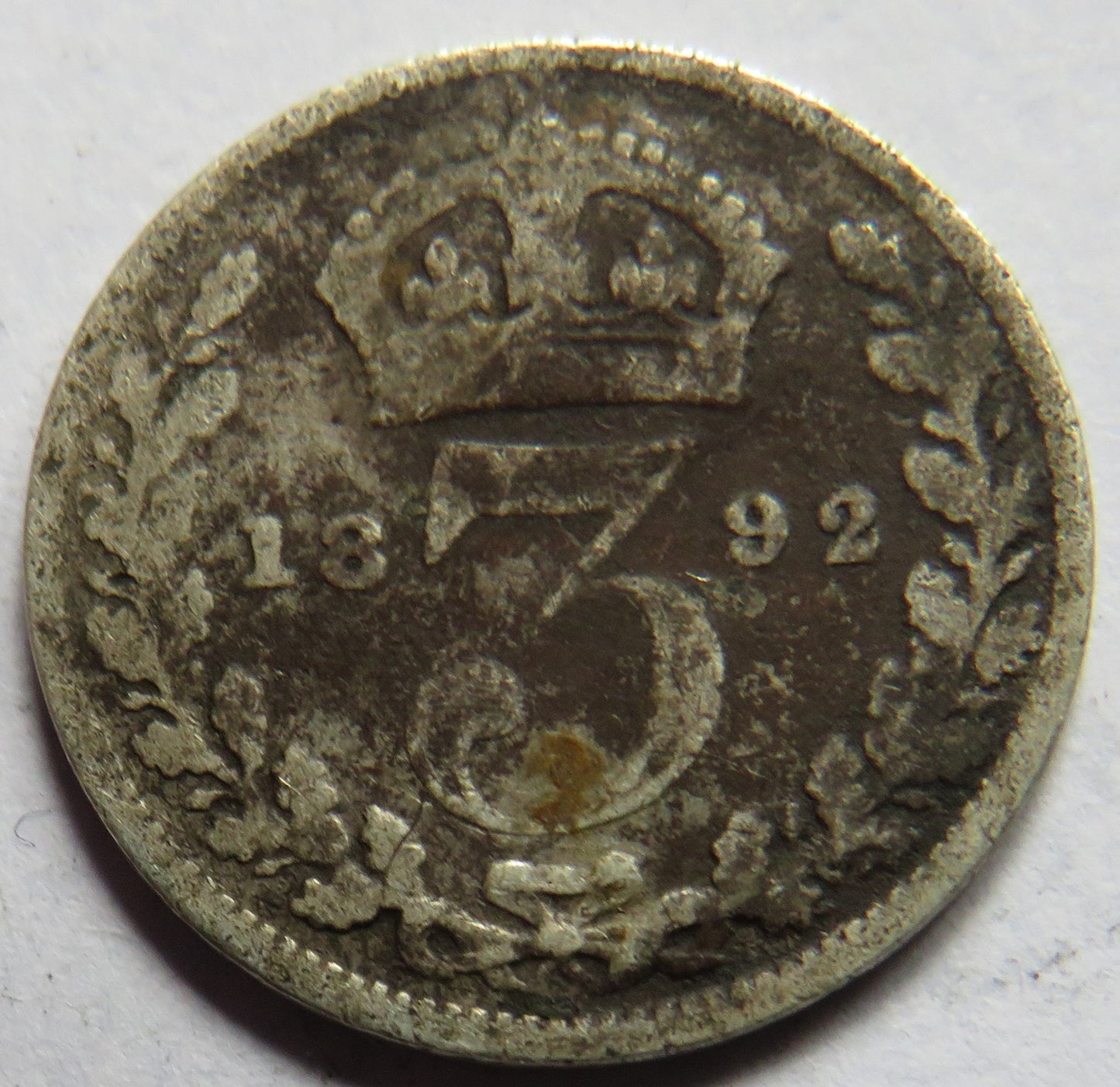 1892 Queen Victoria Jubilee Head Silver Threepence Coin - Great Britain