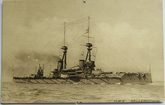 Vintage Warship Postcard of H.M.S. "Bellerophon "