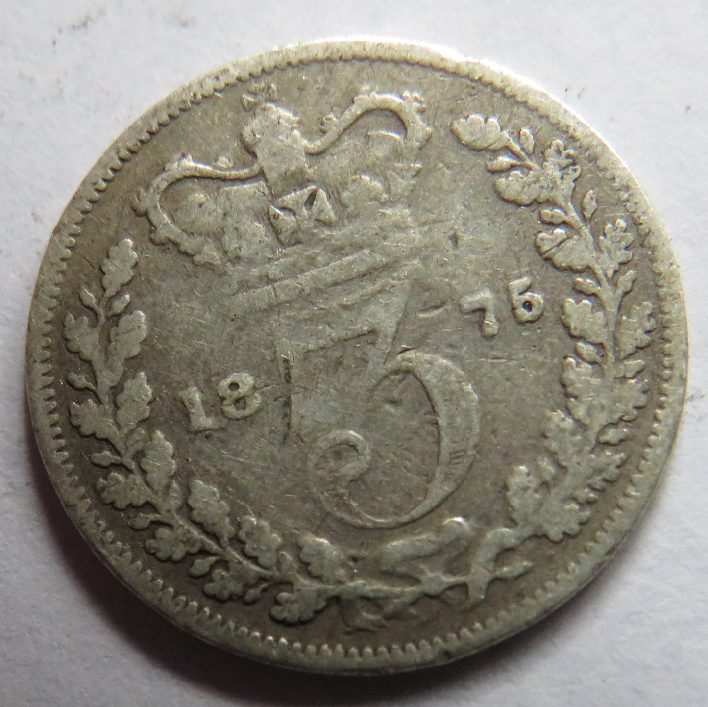 1875 Queen Victoria Young Head Silver Threepence Coin - Great Britain