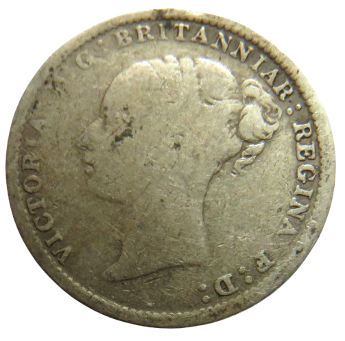 1886 Queen Victoria Young Head Silver Threepence Coin - Great Britain
