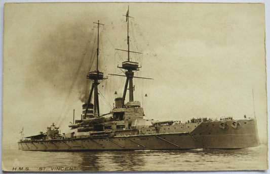Vintage Warship Postcard of H.M.S. "St Vincent "