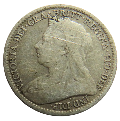 1893 Queen Victoria Silver Threepence Coin - Great Britain